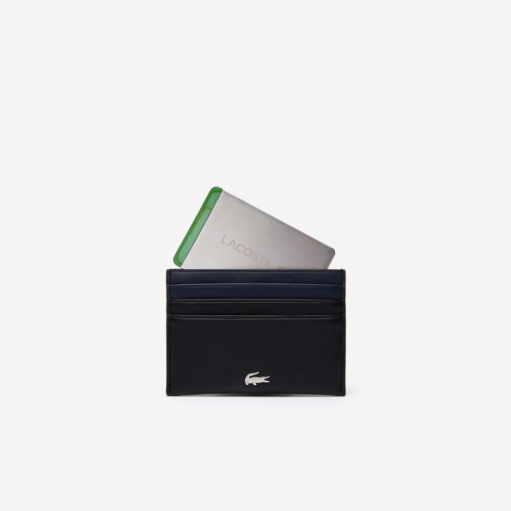 Lacoste Card Holder Mens OS Black Peacoat Infini-T Unlosable Leather Set